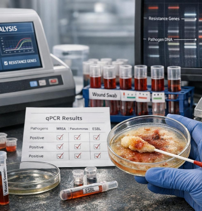 Advanced wound testing — qPCR resistance gene screening with wound swab samples
